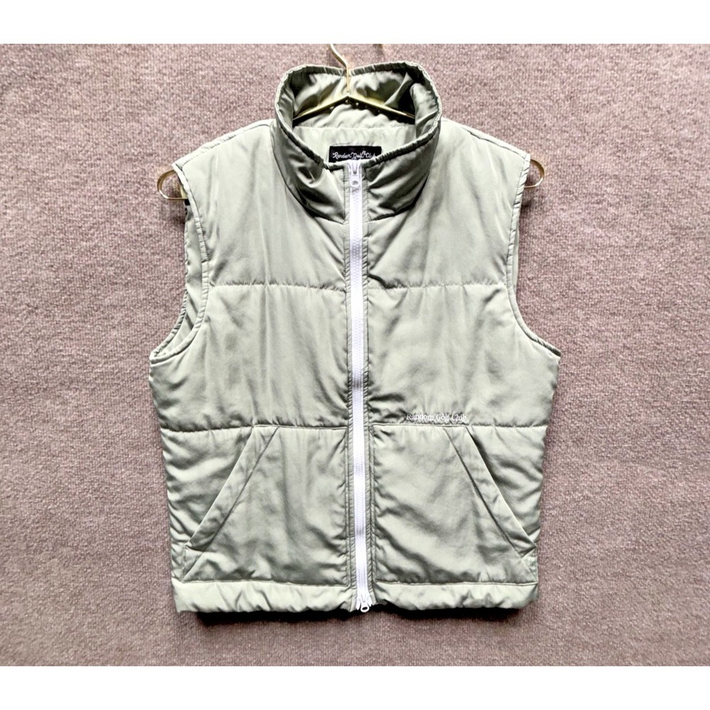 Random Golf Club Vest Minty Sheen Sage Mens Small‎ Poly Fill Puffer Full Zip Up